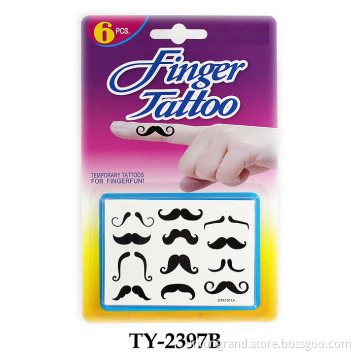 Funny Mustache Finger Tattoo